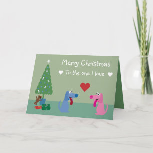 Cute Cartoon Dogs in Love Kerstcard Feestdagen Kaart