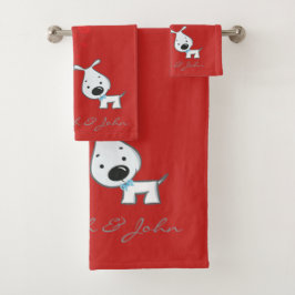 Cute Cartoon Dogs in Love - Personalized Bad Handdoek