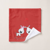 Cute Cartoon Dogs in Love - Personalized Bad Handdoek (Wasdoekje)
