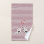 Cute Cartoon Dogs in Love, Stripes - Personalized Bad Handdoek (Handdoek)