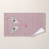 Cute Cartoon Dogs in Love, Stripes - Personalized Bad Handdoek (Handdoek)