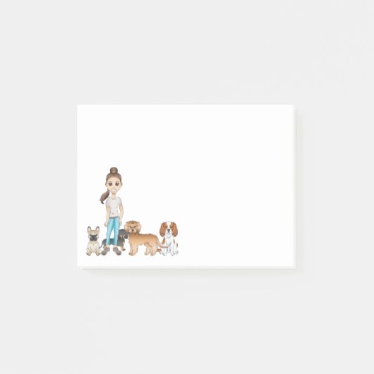 Cute Cartoon Dogs met een Cartoon meisje Post-it® Notes (Voorkant)