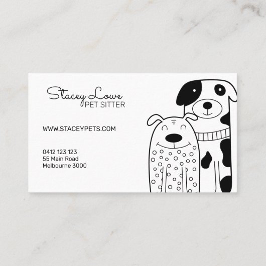 Cute Cartoon Dogs Pet Sitter | Dog Walker Visitekaartje (Achterkant)