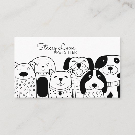 Cute Cartoon Dogs Pet Sitter | Dog Walker Visitekaartje (Voorkant)