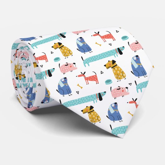 Cute Cartoon Dogs Stropdas (Opgerold)