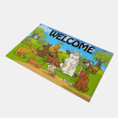 Cute Cartoon Dogs Welkom Deurmat (Schuin)
