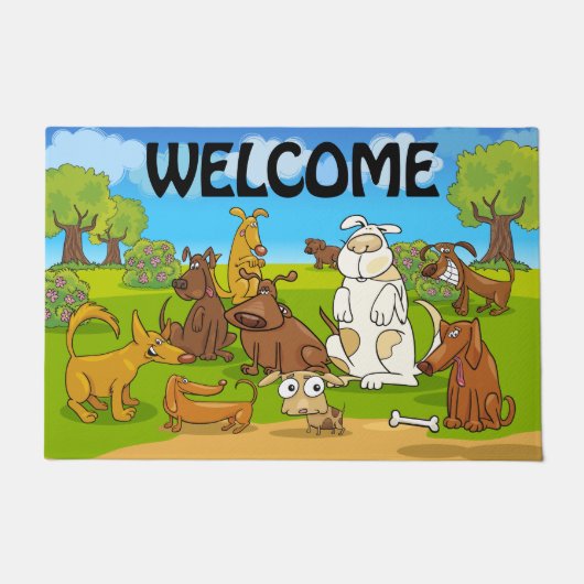 Cute Cartoon Dogs Welkom Deurmat (Voorkant)