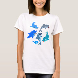 Cute Cartoon Dolfijnen Koppel Dames T-Shirt