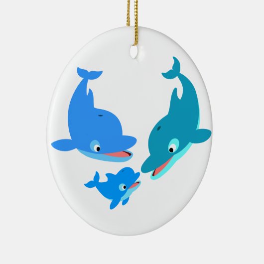 Cute Cartoon Dolphin Familie Keramisch Ornament (Rechts)