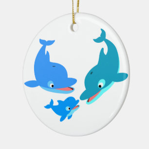 Cute Cartoon Dolphin Familie Keramisch Ornament