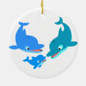 Cute Cartoon Dolphin Familie Keramisch Ornament (Achterkant)