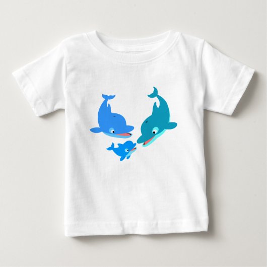 Cute Cartoon Dolphin Family Baby T-Shirt (Voorkant)