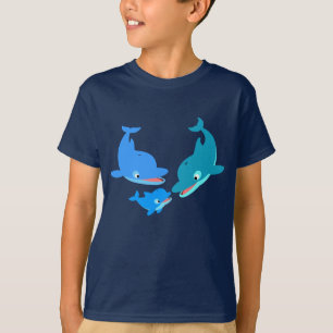 Cute Cartoon Dolphin Family Children T-Shirt