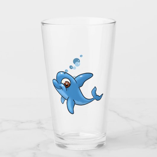 Cute Cartoon Dolphin Glas (Voorkant)