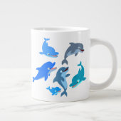 Cute Cartoon Dolphin Pod Grote Koffiekop (Rechts)