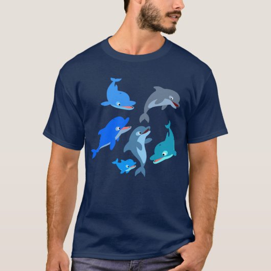 Cute Cartoon Dolphin Pod T-Shirt (Voorkant)
