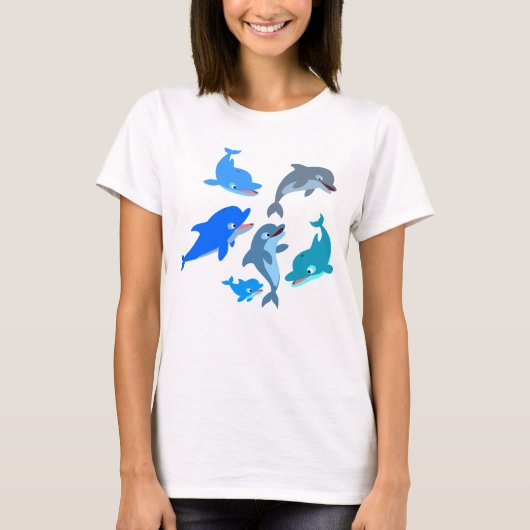 Cute Cartoon Dolphin Pod Women T-Shirt (Voorkant)