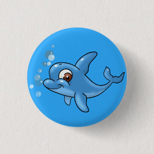 Cute Cartoon Dolphin Ronde Button 3,2 Cm