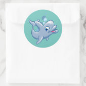Cute Cartoon Dolphin Ronde Sticker (Tas)