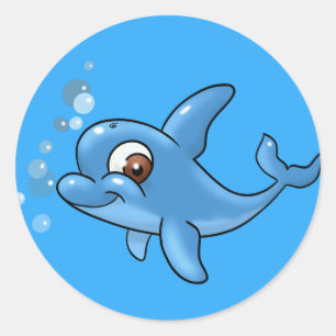 Cute Cartoon Dolphin Ronde Sticker