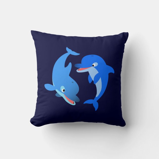 Cute Cartoon Dolphins Pillow Kussen (Voorkant)