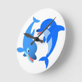 Cute Cartoon Dolphins Wall Clock Ronde Klok (Hoek)