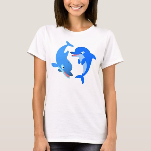 Cute Cartoon Dolphins Women T-Shirt (Voorkant)