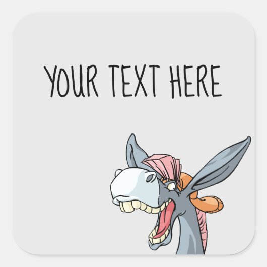 Cute cartoon Donkey doodle Vierkante Sticker (Voorkant)
