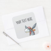 Cute cartoon Donkey doodle Vierkante Sticker (Envelop)