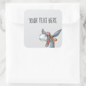 Cute cartoon Donkey doodle Vierkante Sticker (Tas)
