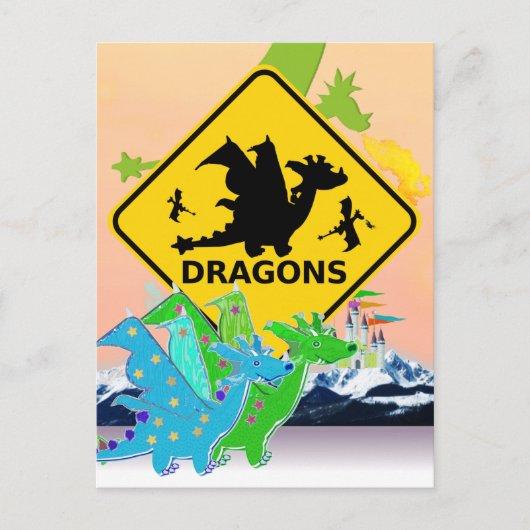Cute Cartoon Dragons Briefkaart (Voorkant)