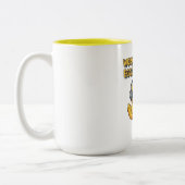 Cute Cartoon Duck Working on Laptop Tweekleurige Koffiemok (Links)