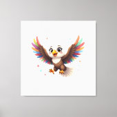 Cute Cartoon Eagle Flying – Friendly Vector Art Canvas Afdruk (Voorkant)