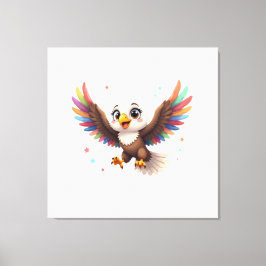 Cute Cartoon Eagle Flying – Friendly Vector Art Canvas Afdruk
