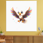 Cute Cartoon Eagle Flying – Friendly Vector Art Canvas Afdruk (Insitu (Woonkamer))