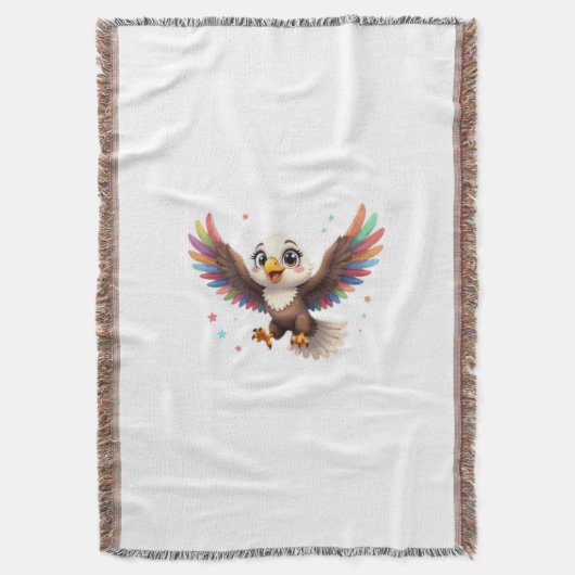 Cute Cartoon Eagle Flying – Friendly Vector Art Deken (Voorkant Verticaal)