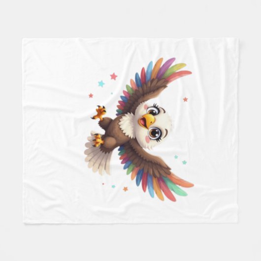 Cute Cartoon Eagle Flying – Friendly Vector Art Fleece Deken (Voorkant (Horizontaal))