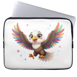 Cute Cartoon Eagle Flying – Friendly Vector Art Laptop Sleeve