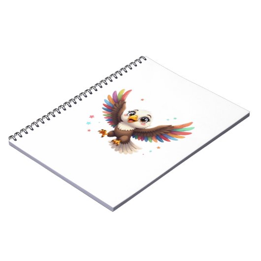 Cute Cartoon Eagle Flying – Friendly Vector Art Notitieboek (Linkerzijde)