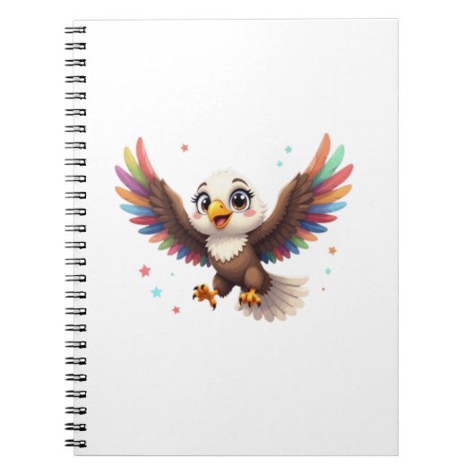 Cute Cartoon Eagle Flying – Friendly Vector Art Notitieboek (Voorkant)