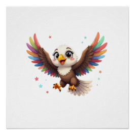 Cute Cartoon Eagle Flying – Friendly Vector Art Perfect Poster