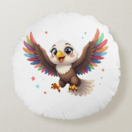 Cute Cartoon Eagle Flying – Friendly Vector Art Rond Kussen