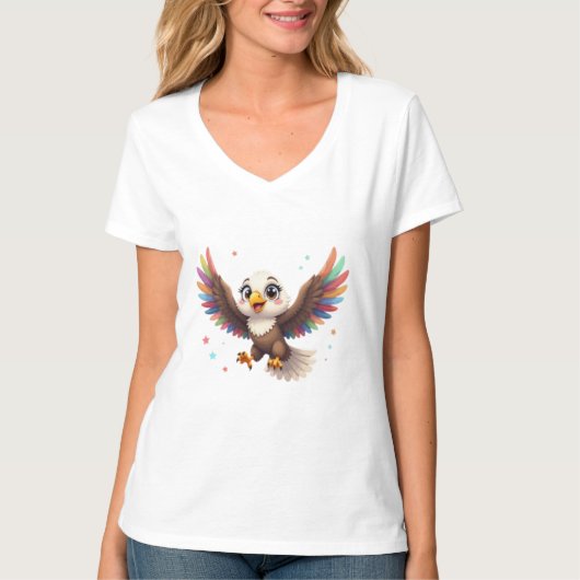 Cute Cartoon Eagle Flying – Friendly Vector Art T-shirt (Voorkant)