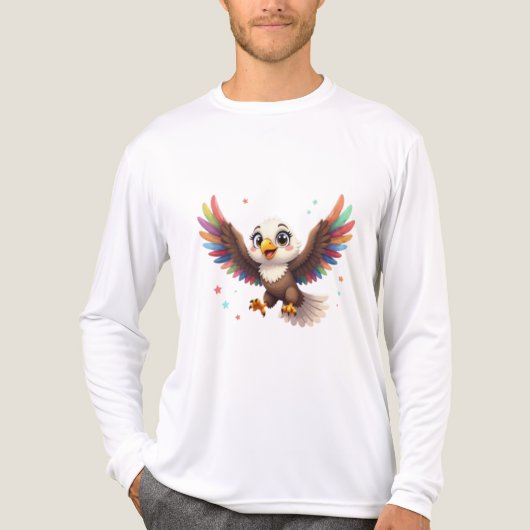 Cute Cartoon Eagle Flying – Friendly Vector Art Tri-Blend Shirt (Voorkant volledig)