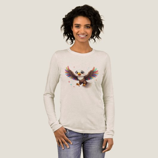 Cute Cartoon Eagle Flying – Friendly Vector Art Tri-Blend Shirt (Voorkant)