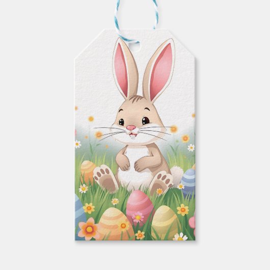 Cute Cartoon Easter Bunny Cadeaulabel (Voorkant)
