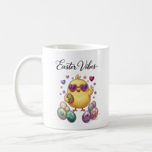 Cute Cartoon Easter Chick with Pastel Eggs Heart Koffiemok (Links)