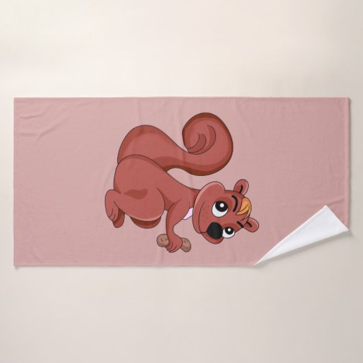 Cute cartoon eekhoorn met een pinda badhanddoek (Badhanddoek)