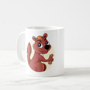 Cute cartoon eekhoorn met een pinda koffiemok
