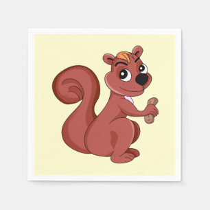 Cute cartoon eekhoorn met een pinda servet